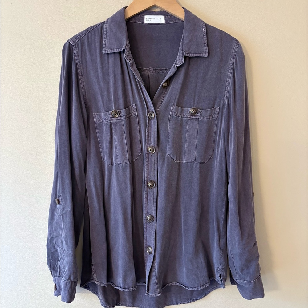 Maurices Casual Purple Button-Up Shirt Size Small in Excellent Condition